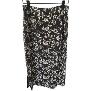 Vintage Y2k Skirt Size S Midi Floral Black